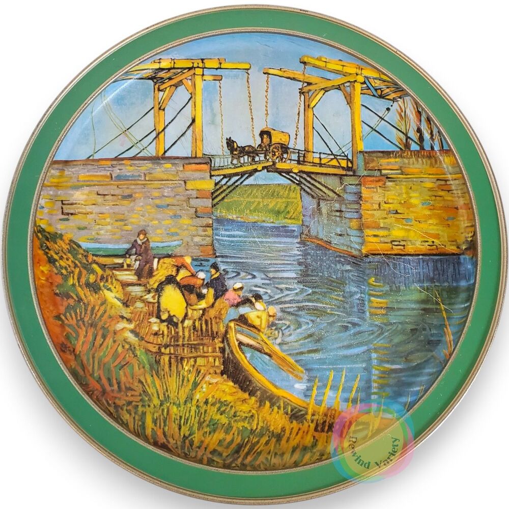 Vintage Van Gogh Sunshine Tin Tray Arles Bridge 13"
